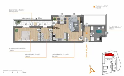 2-Zimmer-Wohnung mieten in Korneuburg – 70 m², € 1.049 – Bild 9 von 9