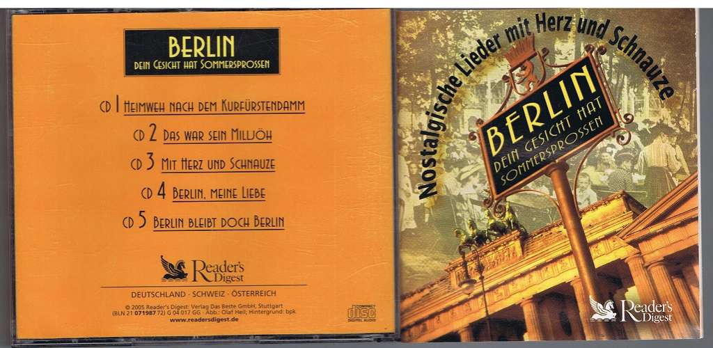 Berlin dein Gesicht hat Sommersprossen 5 CD Brigitte Mira Günther Pfitzmann Willy Rosen Grete Weiser