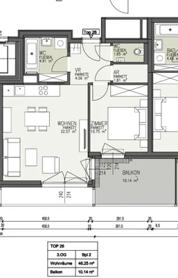2-Zimmer-Wohnung mieten in Wien – 46,22 m², € 1.099 – Bild 16 von 16