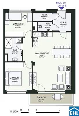 3-Zimmer-Wohnung mieten in Graz – 80,82 m², € 1.252 – Bild 7 von 7