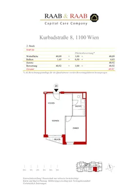 2-Zimmer-Wohnung kaufen in Wien – 40,09 m² – Bild 3 von 3