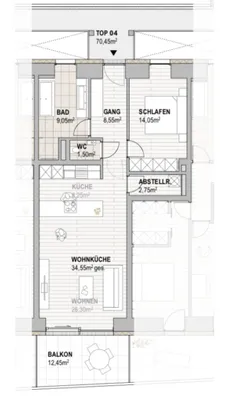 2-Zimmer-Wohnung mieten in Salzburg Stadt – 70,45 m², € 2.350 – Bild 12 von 12