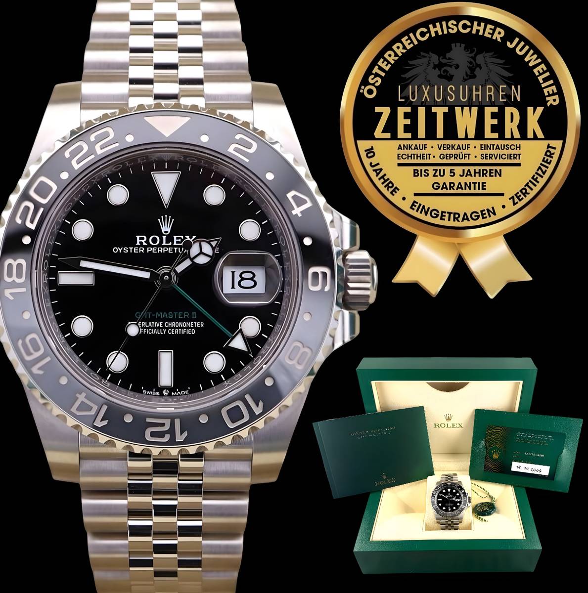 ROLEX GMT-MASTER II "BRUCE WAYNE" NEUZUSTAND! OHNE TRAGESPUREN! AUS 2024 , PERFEKTES FULL-SET WIE BEIM ERSTKAUF! 3 JAHRE GARANTIE, GERNE TAUSCHEN WIR AUCH EIN!