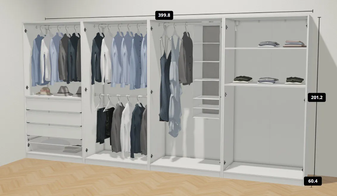 IKEA PAX Kleiderschrank weiß 4 Meter breit, € 570,- (4600 Wels)