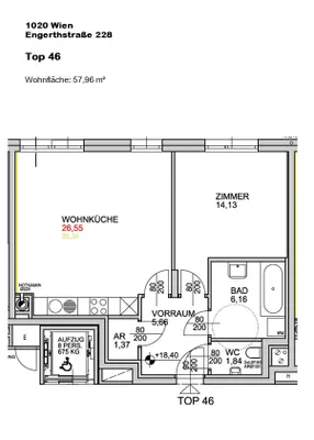 2-Zimmer-Wohnung mieten in Wien – 57,96 m², € 1.197 – Bild 11 von 12