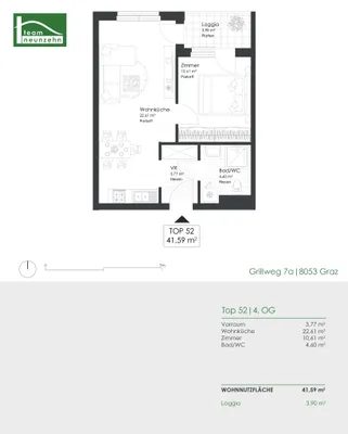 2-Zimmer-Wohnung mieten in Graz – 41,59 m², € 609 – Bild 21 von 21