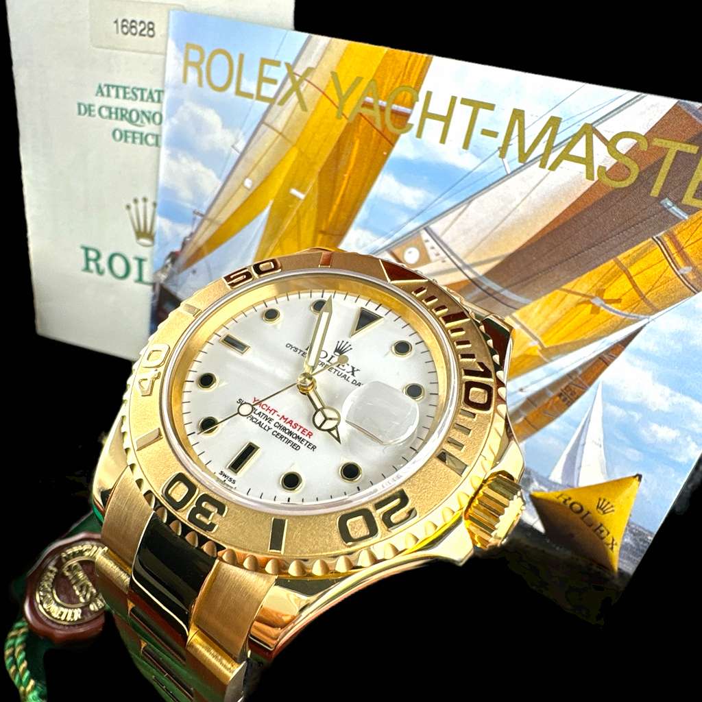 2000 SONDERRABBAT 18 KARAT VOLLGOLD ROLEX YACHTMASTER 40 mm max. 10x GETRAGEN AUS BJ 2000 TOP WERTANLAGE MIT ROLEX PAPIEREN ROLEX BOX