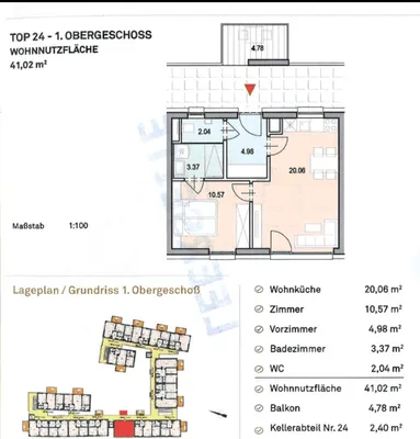 2-Zimmer-Wohnung mieten in Graz – 41 m², € 629 – Bild 2 von 7
