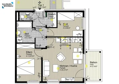 3-Zimmer-Wohnung mieten in Sankt Johann im Pongau – 61 m², € 786 – Bild 2 von 2