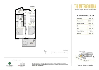 2-Zimmer-Wohnung mieten in Wien – 44,55 m², € 1.150 – Bild 14 von 14