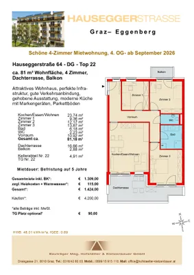 4-Zimmer-Wohnung mieten in Graz – 81,18 m², € 1.309 – Bild 23 von 23