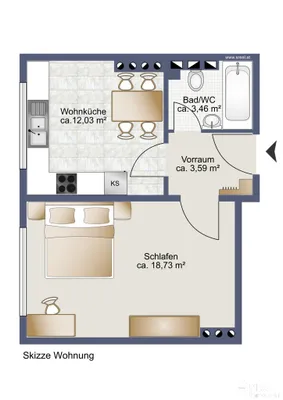 2-Zimmer-Wohnung kaufen in Sankt Veit an der Glan – 37,81 m², € 66.000 – Bild 9 von 9