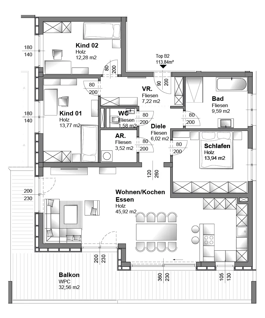 NEUBAU! Wunderschöne 4-Zimmer-Wohnung mit großer Außenflächen in Kirchschlag zu verkaufen! - Ansicht 2