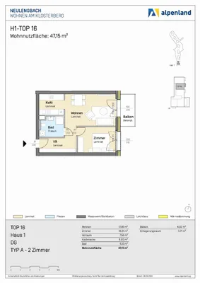 2-Zimmer-Wohnung mieten in Sankt Pölten Land – 47,15 m², € 581 – Bild 7 von 7