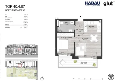 2-Zimmer-Wohnung mieten in Linz – 43 m², € 780 – Bild 5 von 5