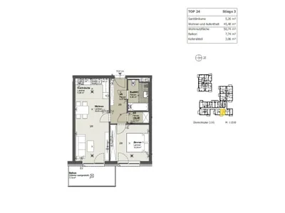 2-Zimmer-Wohnung mieten in Sankt Pölten – 50,93 m², € 641 – Bild 7 von 7