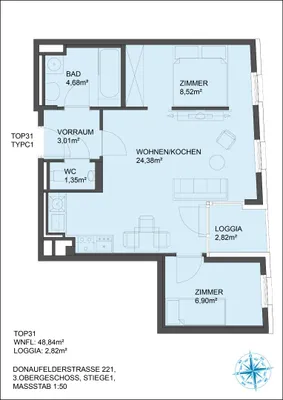 2-Zimmer-Wohnung mieten in Wien – 51,06 m², € 979 – Bild 11 von 13