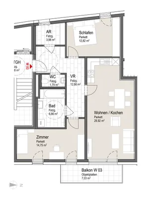 3-Zimmer-Wohnung mieten in Salzburg Stadt – 82 m², € 1.857 – Bild 5 von 5