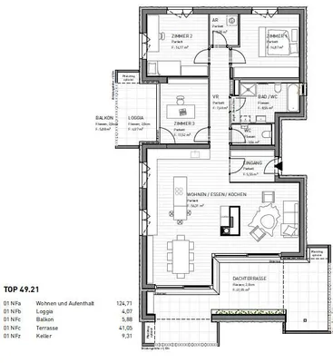 4-Zimmer-Wohnung kaufen in Klagenfurt – 124,7 m², € 585.900 – Bild 2 von 4