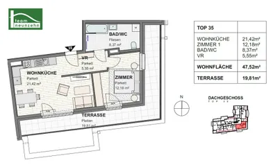 2-Zimmer-Wohnung mieten in Sankt Pölten – 47,52 m², € 880 – Bild 20 von 20
