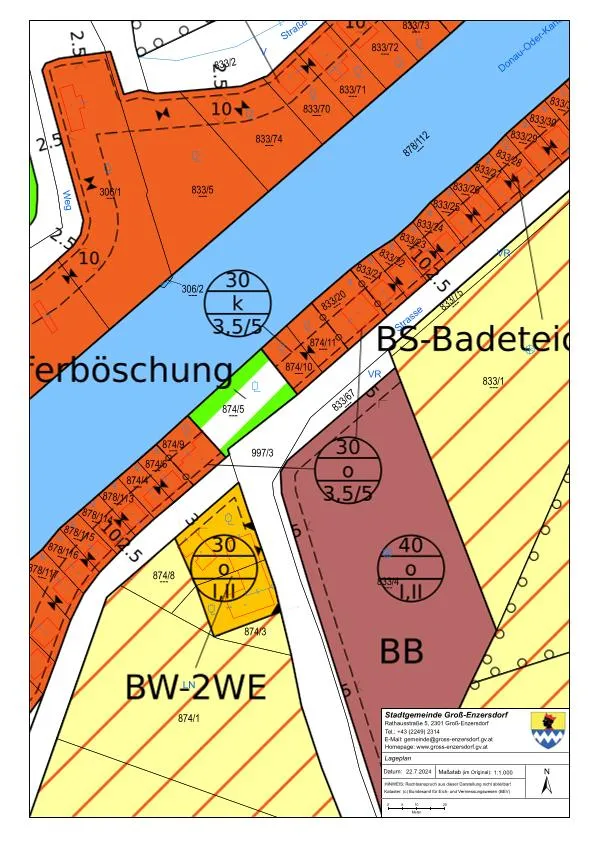 Donau Oder Kanal Baugrund direkt am Wasser - Ansicht 2