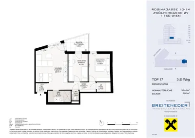 3-Zimmer-Wohnung kaufen in Wien – 58,76 m², € 378.700 – Bild 4 von 4