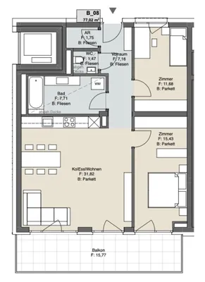 2-Zimmer-Wohnung kaufen in Graz-Umgebung – 77,02 m², € 392.000 – Bild 9 von 10