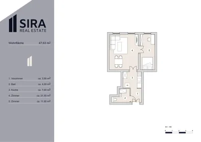 2-Zimmer-Wohnung kaufen in Wien – 47,63 m², € 279.000 – Bild 7 von 7