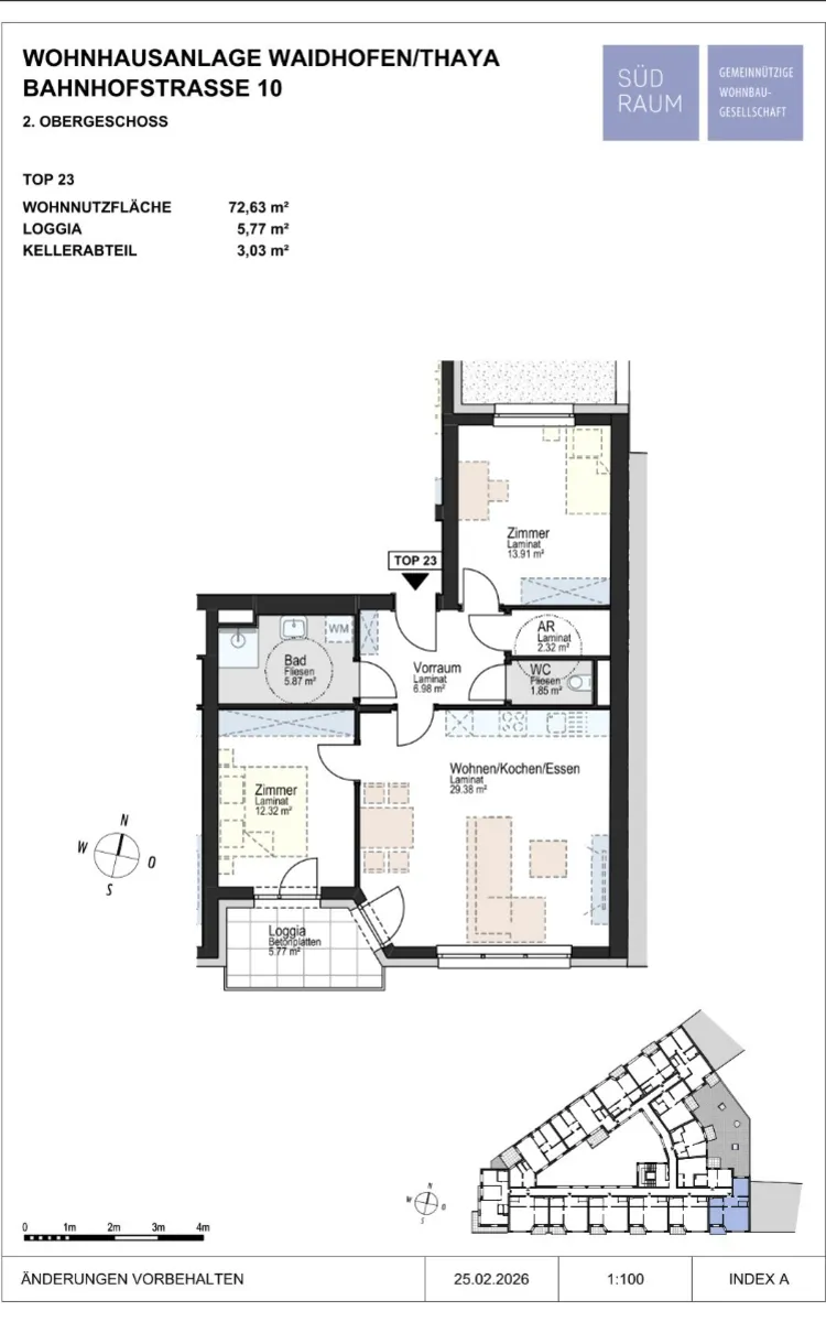 Wohnung – Waidhofen an der Thaya, Mühlen und Höfe, Katastralgemeinde Waidhofen an der Thaya - Ansicht 2