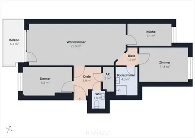 3-Zimmer-Wohnung mieten in Linz Land – 68,98 m², € 1.051 – Bild 14 von 14