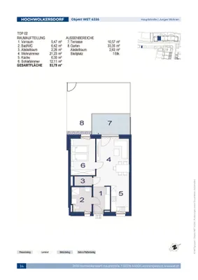 2-Zimmer-Wohnung mieten in Wiener Neustadt Land – 53,95 m², € 648 – Bild 2 von 2