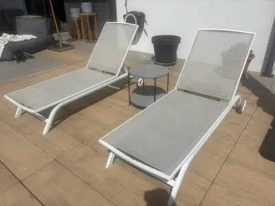 Sonnenliege Gartenliege Relaxliege Weiss Aluminium Jysk Hanstholm, € 100,- (5141 Hackenbuch)