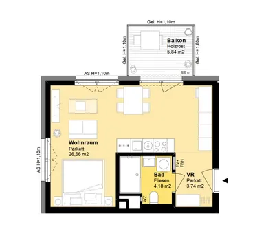1-Zimmer-Wohnung mieten in Wien – 34,47 m², € 875 – Bild 8 von 8