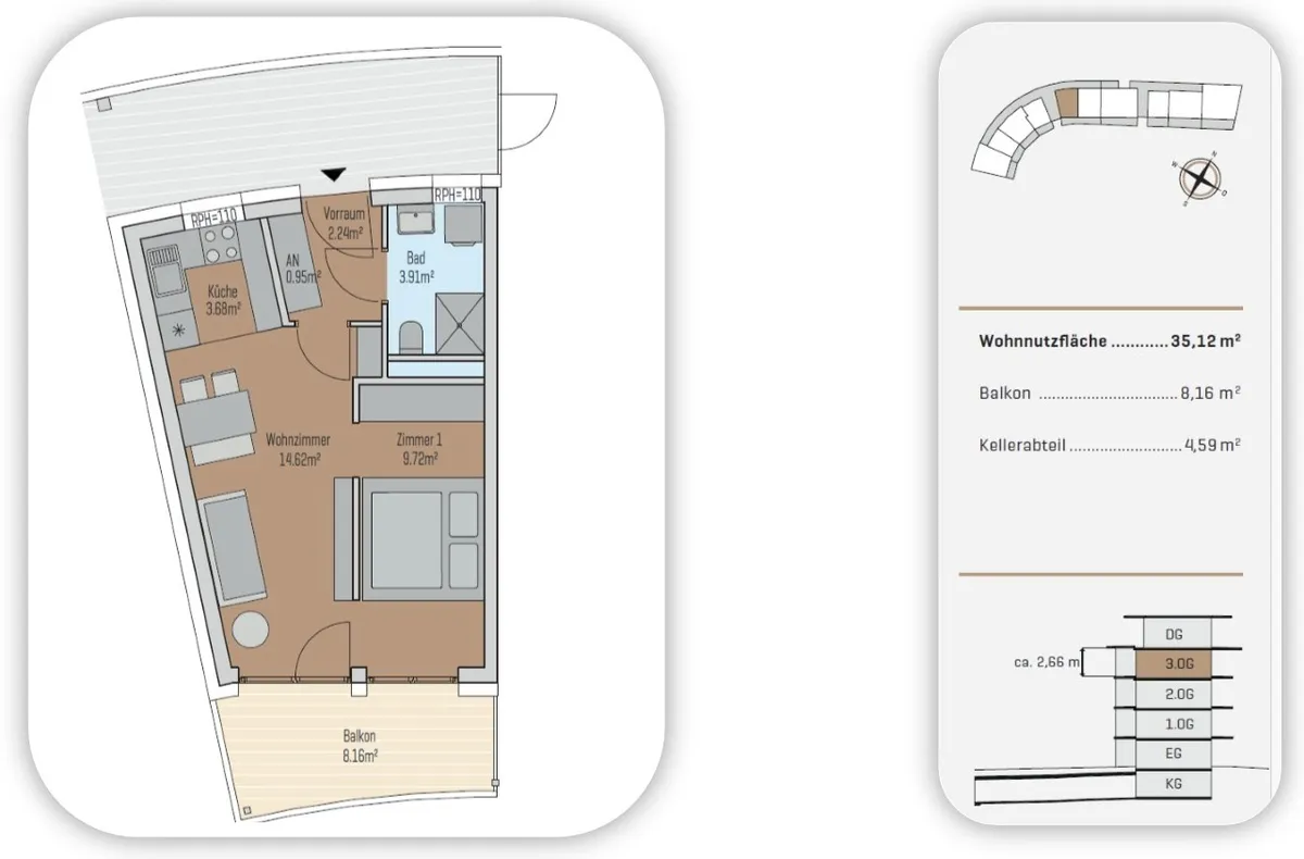 PROVISIONSFREI | Moderne Wohnung mit Balkon & Tiefgarage in Graz-Andritz – pohled 3