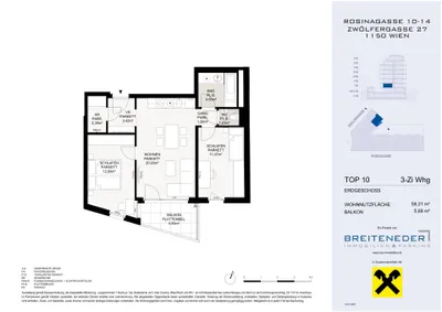3-Zimmer-Wohnung kaufen in Wien – 60,06 m², € 415.100 – Bild 4 von 4