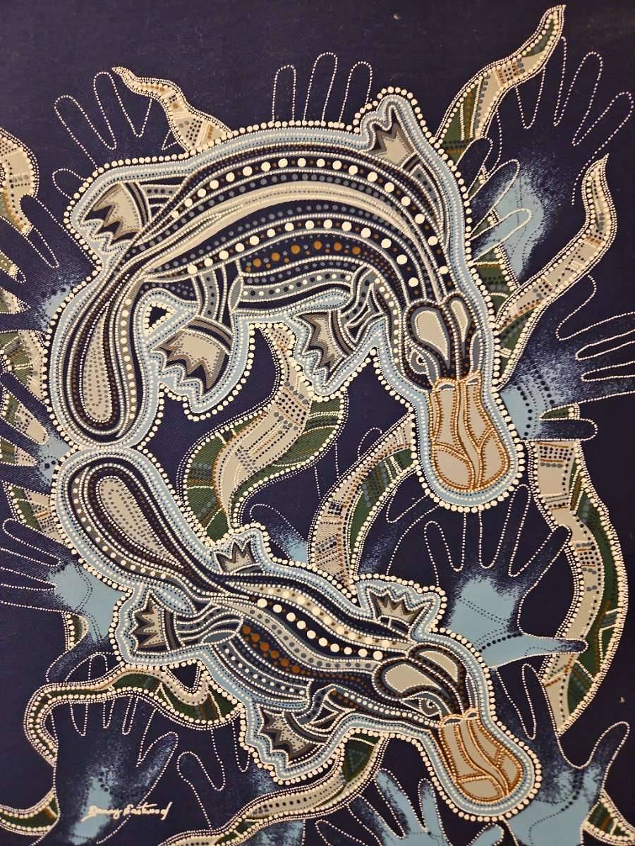Bild, aborigines Kunst, Punktmalerei Schnabeltier, Danny Eastwood, 40x50 cm