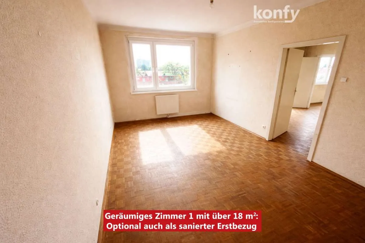 Der Sonne entgegen: Herrliche Südwest-Ausrichtung in Graz-Jakomini! Mit Lift und Fernwärmeheizung in ruhiger Wohnlage - Optional sogar mit Fußbodenheizung! - Ansicht 3