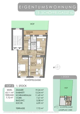 3-Zimmer-Wohnung kaufen in Wien – 63,11 m², € 430.000 – Bild 27 von 29