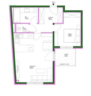 2-Zimmer-Wohnung mieten in Wien – 56 m², € 1.000 – Bild 2 von 12