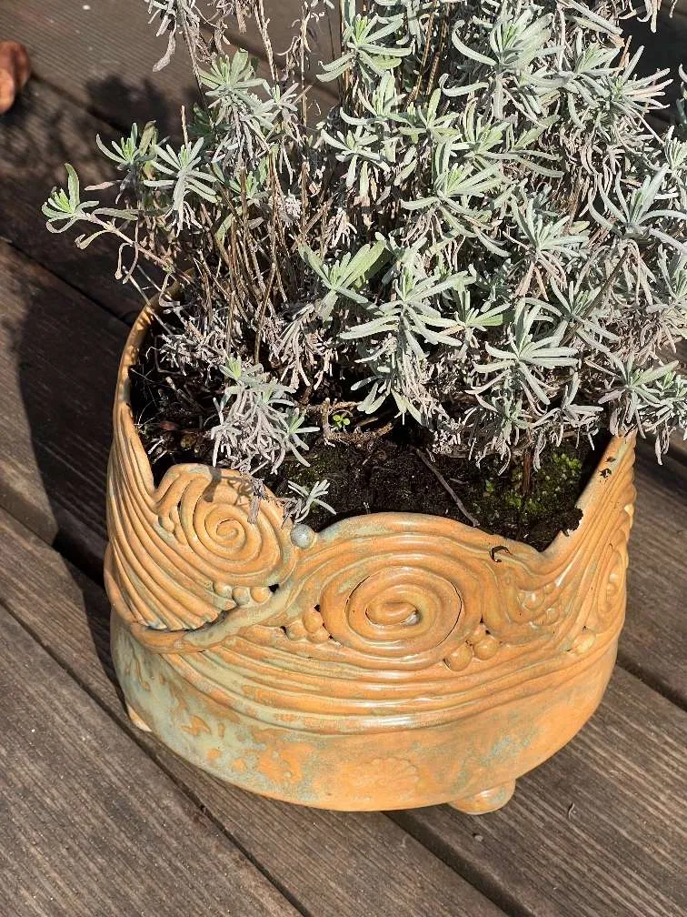 Blumentopf Tontopf 33cm Steinzeug Winterfest Frostsicher UNIKAT Einzelstück Handarbeit Glasiert gebrannter Ton Keramik, € 50,- (1170 Wien)