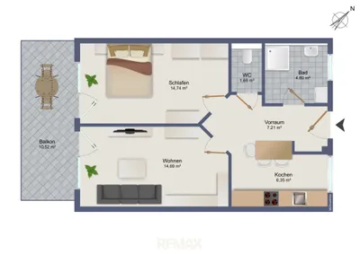 2-Zimmer-Wohnung mieten in Graz – 49 m², € 862 – Bild 2 von 15