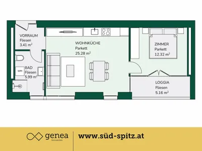 2-Zimmer-Wohnung mieten in Graz – 47 m², € 729 – Bild 2 von 14