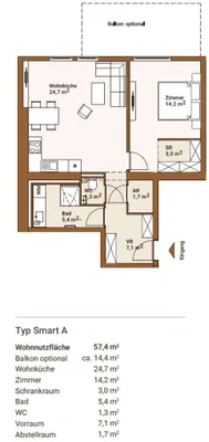 2-Zimmer-Wohnung mieten in Wien – 57 m², € 1.140 – Bild 12 von 13
