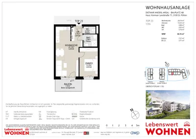2-Zimmer-Wohnung mieten in Sankt Pölten – 46,76 m², € 602 – Bild 10 von 14
