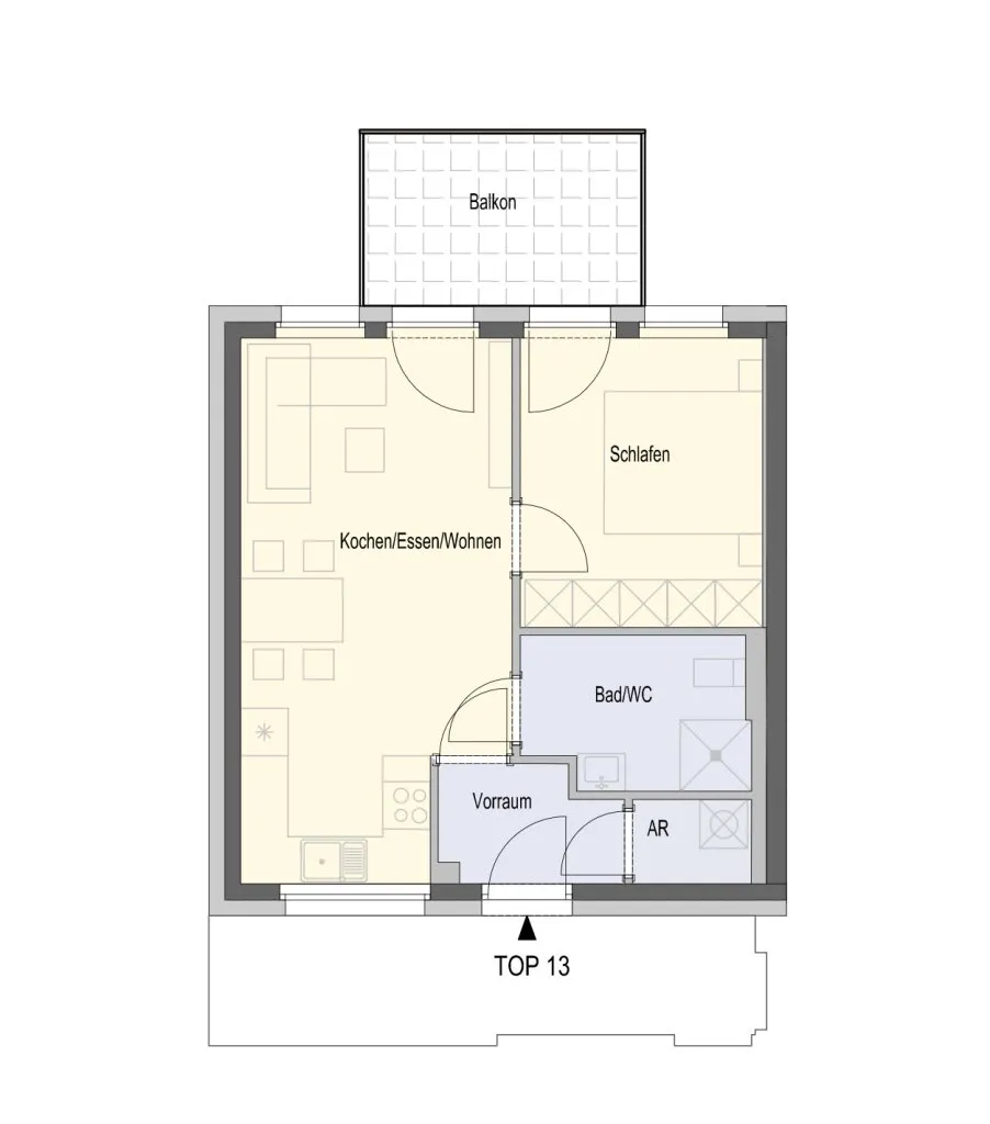 Sonnige, barrierefreie Wohnung mit Balkon, inklusive Stellplatz in der Garage, inkl. Küche- Nähe Bhf. Brunn am Gebirge - Ansicht 3