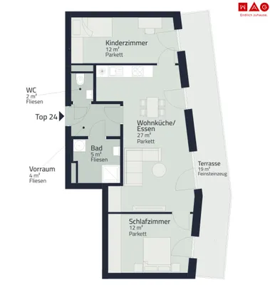 3-Zimmer-Wohnung mieten in Graz – 61,28 m², € 1.077 – Bild 6 von 6