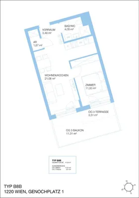 2-Zimmer-Wohnung mieten in Wien – 41,29 m², € 879 – Bild 9 von 11