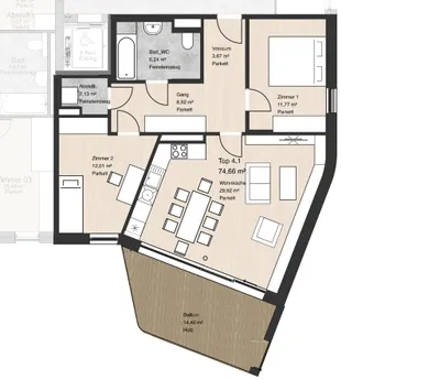 3-Zimmer-Wohnung kaufen in Salzburg Stadt – 74,66 m², € 580.000 – Bild 26 von 27