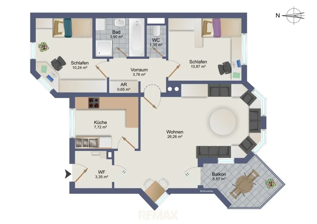 Sonnige 3-Zimmer-Wohnung mit Balkon und Tiefgaragenplatz - Widok 2