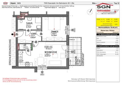 2-Zimmer-Wohnung mieten in Eisenstadt – 55,48 m², € 742 – Bild 20 von 22
